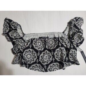 Torrid Floral Geometric Print Crop Top Blouse Sz 0